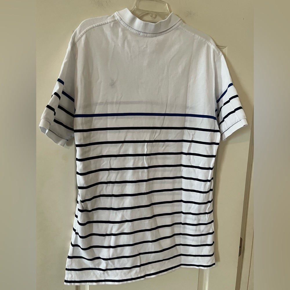 Men's Polo Ralph Lauren White and Blue Striped Short Sleeve Polo Shirt Size XL - Picture 5 of 16